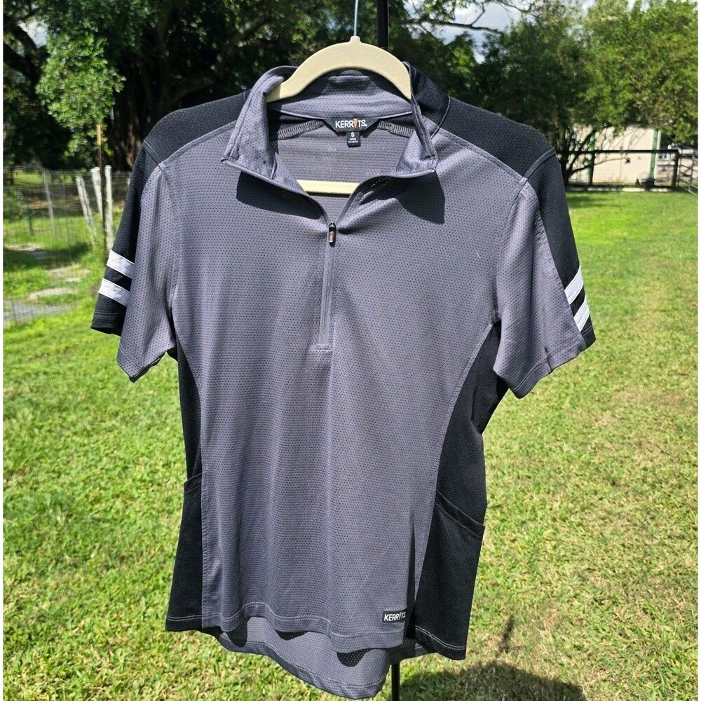 Kerrits Short Shirt 1/4 Zip Grey and Black Mesh Riding Top Women's Small
